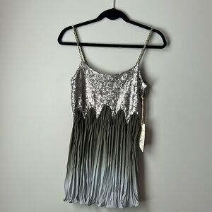 BKE Top Green and Silver Sequin and Sheer Tank Top Size Small